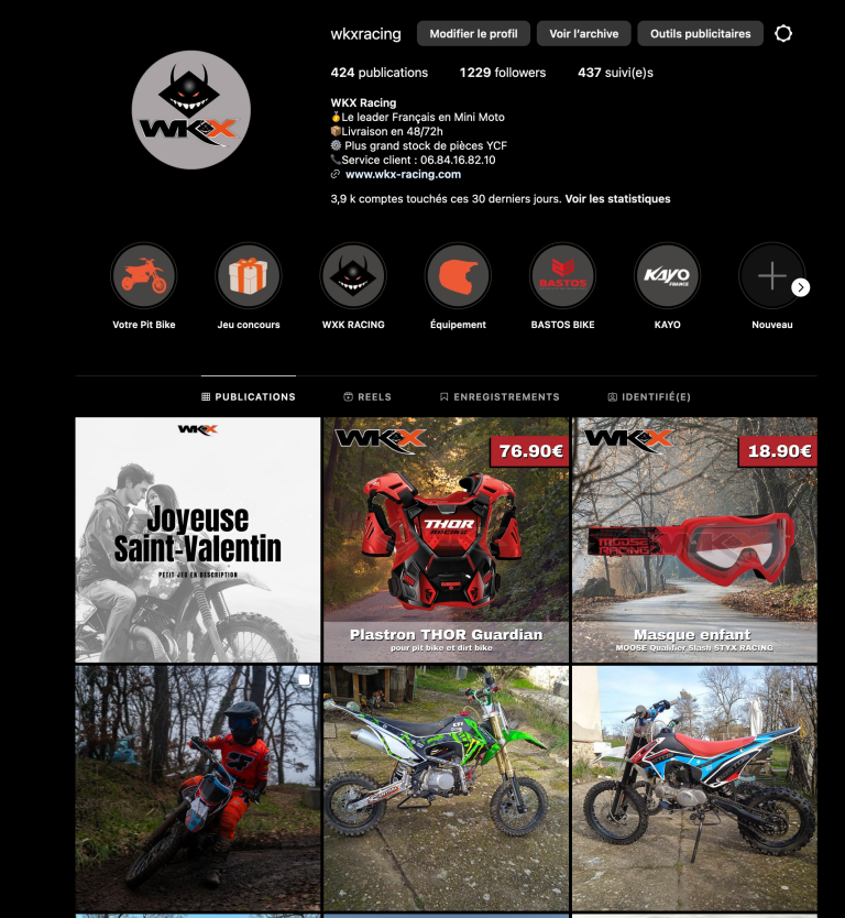 Présentation de la DA l'instagram de WKX-RACING instaurée par moi-même